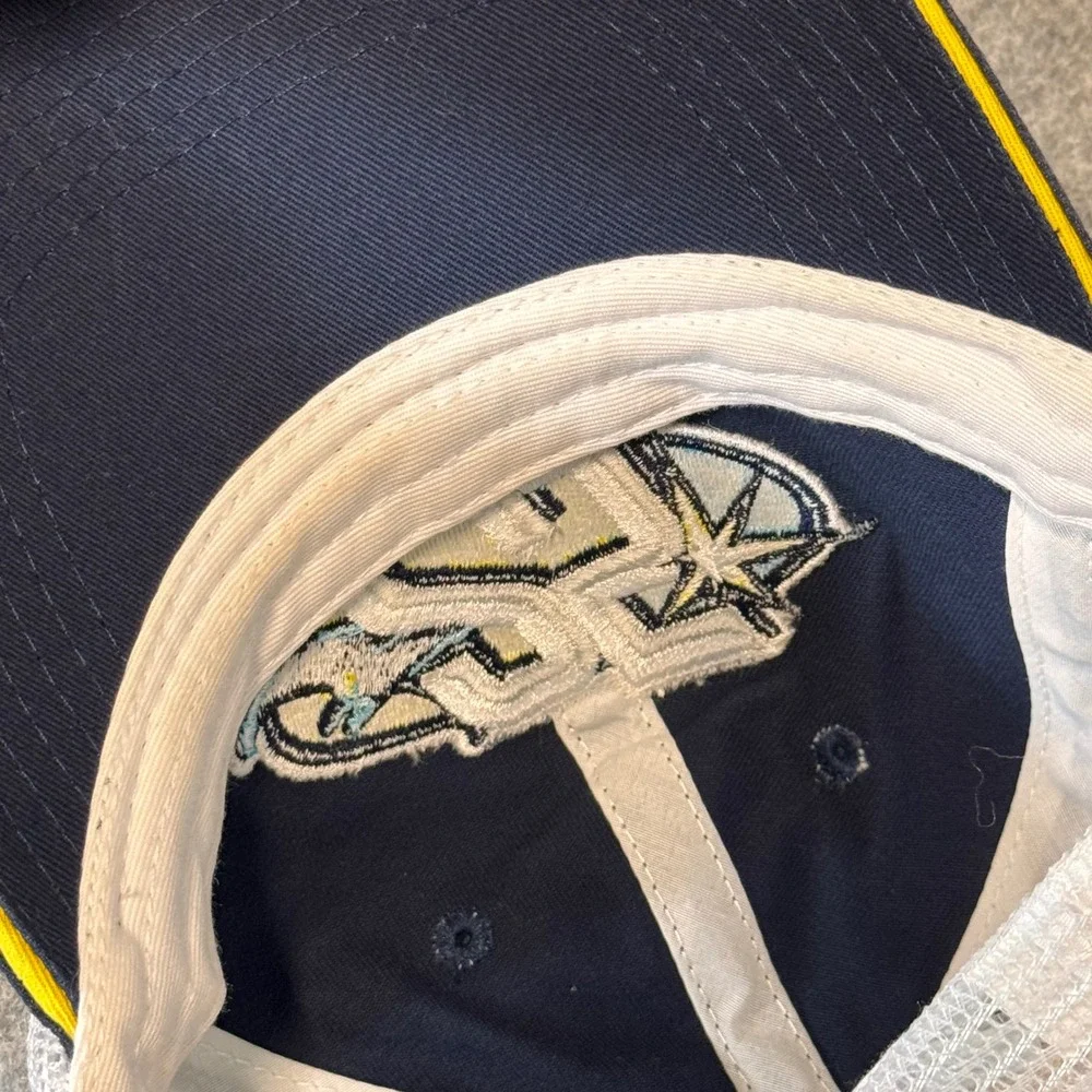 Tampa Bay Rays 25th Anniversary Trucker Hat Navy Blue White Snapback Melonwear